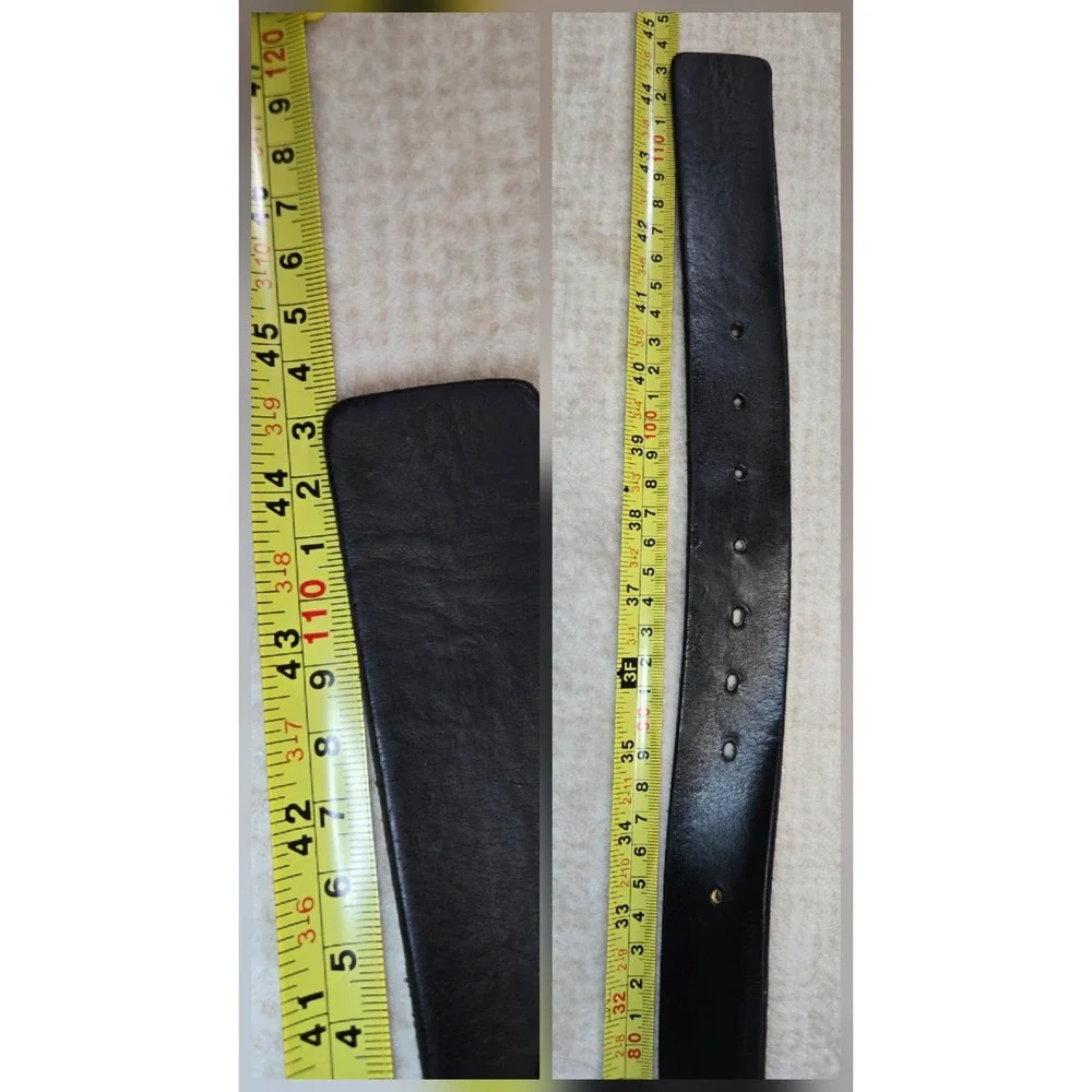 Gucci Interlocking G Belt Black Leather Silver Buckle Mens 44 Inch Large
